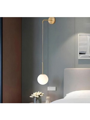 Burenze Modern Jerry Duvar Sarkıt Pilli Aplik Glop Beyaz Camlı Aplik Kablosuz Tak Çalıştır Eskitme Gold Sarı