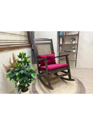 Vivense Veranda Minderli Sallanan Sandalye, Fuşya, Ceviz Ayak