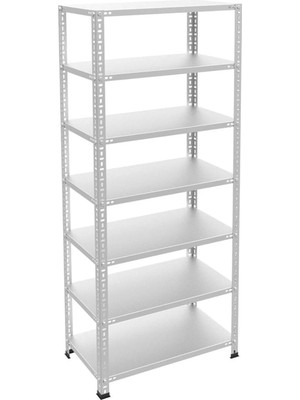 Alanraf 7 Katlı 31X75X200 cm Galvaniz Çelik Raf, Çok Amaçlı Kullanılabilen Dekor ve Depo, Market, Ofis Rafı