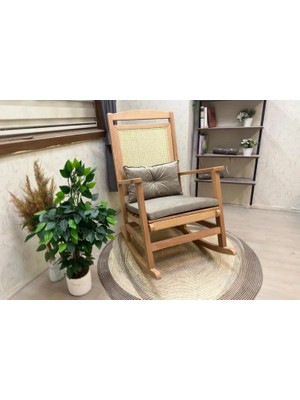 Vivense Veranda Minderli Sallanan Sandalye, Vizon, Naturel Ayak