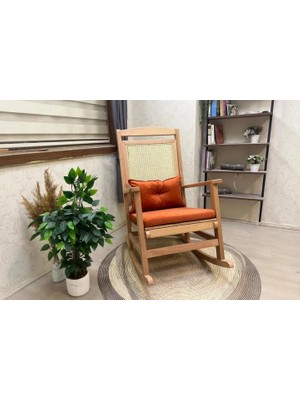 Vivense Veranda Minderli Sallanan Sandalye, Turuncu, Naturel Ayak