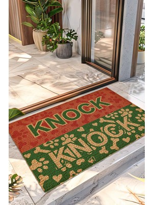 Decovetro Renkli Kapı Önü Halı Paspas Knock Knock Pati Desenli 40 x 60 cm