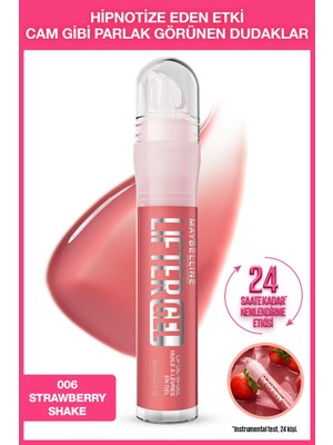 Maybelline New York Lifter Gel Ekstra Parlak 06 Strawberry Shake Dudak Parlatıcısı 24 Saat Nemlendirici