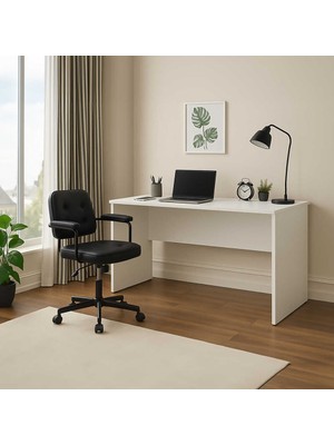 Adore Mobilya New York Ofis ve Çalışma Masası - Parlak Lake Beyaz 160X75X76 cm (Gxyxd)