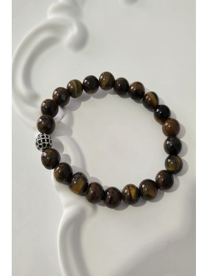 c-bhadu naturel 8 mm Zirkon Taşlı Kaplangözü Doğaltaş Bileklik