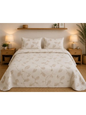 Lena Maison Yaprak Nakışlı Lüks Yatak Örtüsü 240X260 cm Çift Kişilik