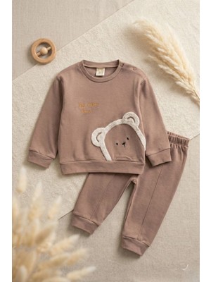 Air Baby Ayıcık Nakışlı % 100 Pamuk 2'li Erkek Bebek Takım Bbk