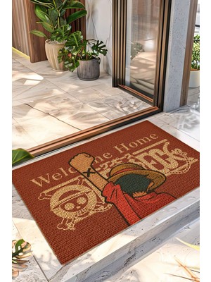 Decovetro Renkli Kapı Önü Halı Paspas One Piece Luffy Baskılı Polipropilen 40 x 60 cm