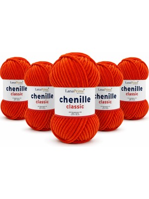Lanaprime Şönil Kadife İplik (Chenille Classic) Amigurumi ipi - 5 Yumak - 563 Turuncu