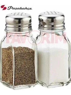 Paşabahçe Kare Tabanlı Tuzluk Biberlik 2'li Metal Kapaklı Cam Malzeme 200 ml Hacim 80221