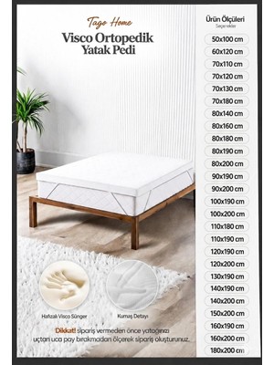 Tago Home Visco Ortopedik Yatak Koruyucu Yatak Pedi & Yatak Şiltesi Lastikli Fermuarlı