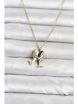 Hace Bazaar 316L Çelik Zincir Gold Renk Dolphin Model Kadın Kolye