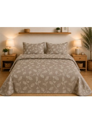 Lena Maison Yaprak Nakışlı Lüks Yatak Örtüsü 240X260 cm Çift Kişilik