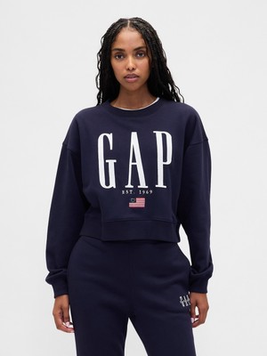 Gap Kadın Lacivert Vintagesoft Oversized Gap Logo Sweatshirt