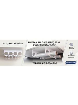 Plasfire Mutfak Raf Altı Rulo Tutucu ve Kablo/streç Düzenleyici Askı – Yer Tasarrufu Sağlayan Çoklu Organizer