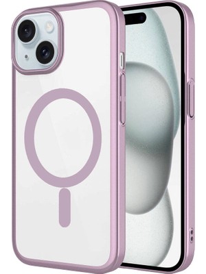 Apple iPhone 15 Plus Kılıf Wireless Şarj Özellikli Sert Pc Zore Mat Riksos M-Safe Kapak