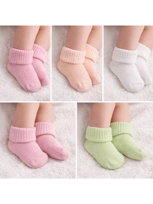Minik Baby Wear Organik Pamuk Unisex 5'li Kutulu Premium Yenidoğan Kutulu Bebek Çorabı
