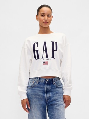 Gap Kadın Beyaz Vintagesoft Oversized Gap Logo Sweatshirt