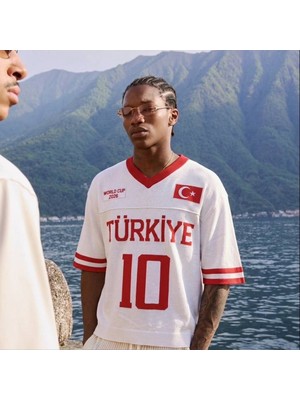 Türkiye V Yaka Dünya Kupası Özel World Cup Tasarım Takım Pamuklu Triko