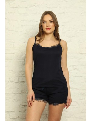 Marsilyan™-  Kadın Ip Askılı Şortlu Pijama Takım 3584