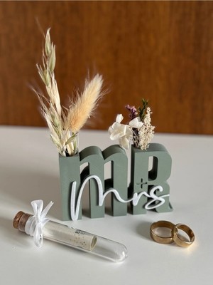 Lysia Accessory Mr & Mrs 3D Baskı Dekor – Fotoğraf Çekim Aksesuarı – Söz Nişan Masa Süsü