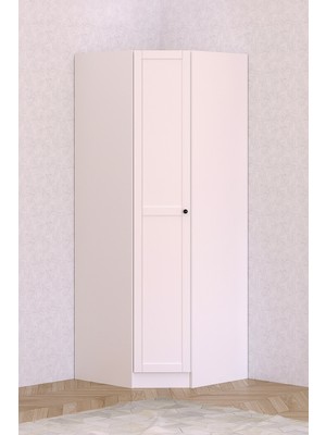 Rabi Mobilya Aura Serisi Köşe Modül Gardırop 1 Kapak 6 Raflı Askılı Elbise Dolabı Tamamlayıcı Köşe Ünitesi Beyaz