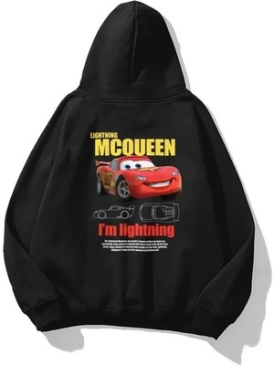 Antakya Yöresi Sevgililer Günü Araba Baskılı Oversize Kapüşonlu Sweatshirt Hoodie - Siyah