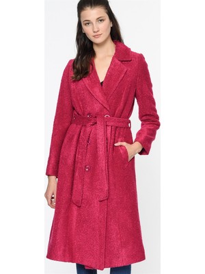 Dewberry Kadın Palto Pembe Renk Yün Akrilik Polyester Malzeme S Beden Şık Tasarım Z6377