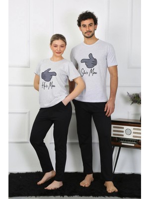 Marsilyan™-  Erkek Pamuk Penye Sevgili Kombini Pijama Takımı Gri 50126 Tek Takım Fiyatıdır