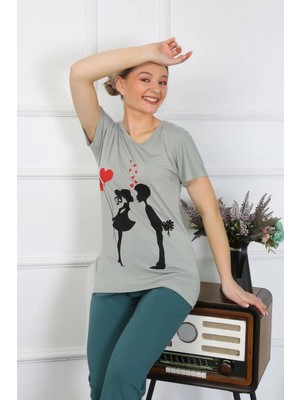 Marsilyan™-  Kadın Kısa Kol Penye Pijama Takımı 4210
