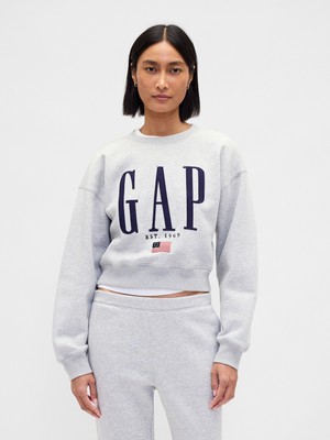Gap Kadın Gri Vintagesoft Oversized Gap Logo Sweatshirt