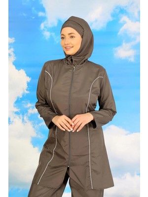Marsilyan™-  Kadın Tam Tesettür Füme Mayo 31060