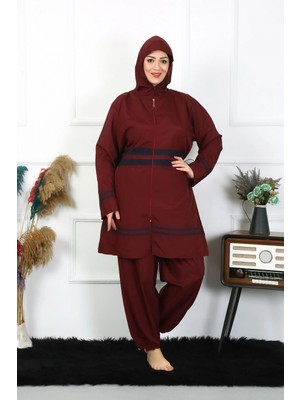 Marsilyan™-  Büyük Beden Tesettür Mayo 7XL-8XL-9XL-10XL Bordo 55010