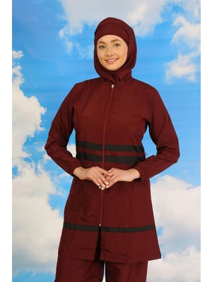 Marsilyan™-  Kadın Tam Tesettür Mayo Bordo 31061