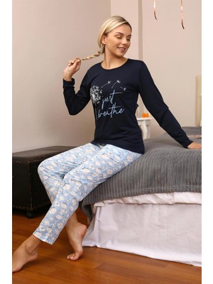 Marsilyan™-  Kadın Penye Uzun Kol Pijama Takım 4189