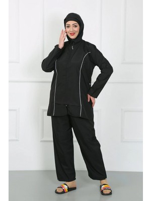 Marsilyan™-  Büyük Beden Tesettür Büyük Mayo Siyah 44010