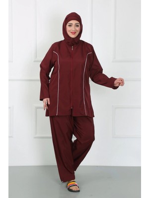 Marsilyan™-  Büyük Beden Tesettür Büyük Mayo Bordo 44010