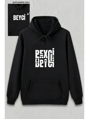 Marsilyan- Sevgililer Günü Beyci Hediye Baskılı Oversize Kapüşonlu Sweatshirt - Siyah