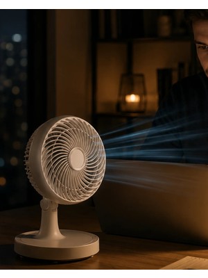 Mestore Masaüstü Mini Fan Sessiz Çalışan 2 Hızlı Otomatik Salınımlı Fan