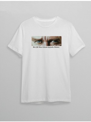 Hace Bazaar 10 Kasım Atatürk'ü Anma Günü Baskılı Oversize Bisiklet Yaka T-Shirt - Beyaz
