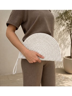 Nayshome Moss Fermuarlı Hasır Jüt Vegan Clutch Çanta