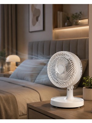 Mestore Sessiz Çalışan Mini Masaüstü Fan 2 Kademeli Otomatik Salınımlı