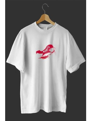 Marsilyan- 1 Mayıs Emekçiler Günü Baskılı Oversize Bisiklet Yaka T-Shirt - Beyaz