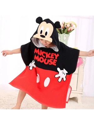 Cg Kids Mickey Desenli  Kapüşonlu Plaj ve Havuz Pançosu