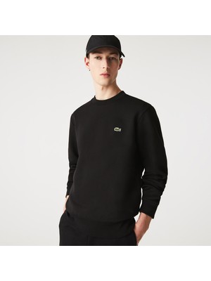 Lacoste Men's Classic Fit Şardonsuz Bisiklet Yaka Sweatshirt Siyah