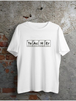 MidasTech 24 Kasım Kimya Öğretmeni Hediyesi Baskılı Bisiklet Yaka T-Shirt - Beyaz