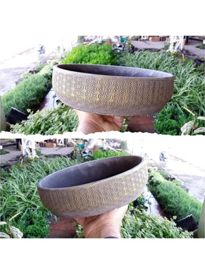 Empressco Londra Dizayn Beton Aranjman ve Bonsai Saksısı, Çiçek Desenli, 20-30 cm