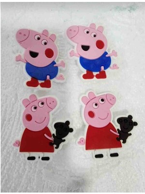 Trendikon Peppa Pig 4 Adet Büyük Boy Terlik Süsü 5 x 4.5cm Peppa