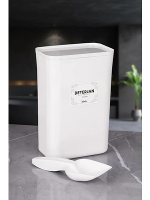Naturelove Ölçekli Beyaz Vakum Kapak Akrilik Toz Deterjan Saklama ve Düzenleyici Kutu 3 Lt