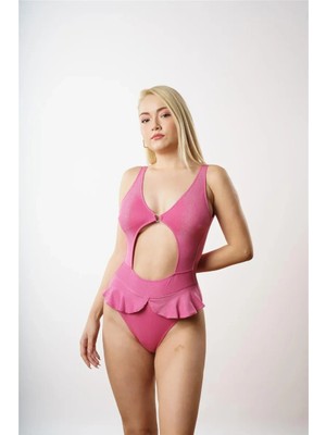 D Lingerie Rose Uzun Üçgen Fırfırlı Mayo- DM2987